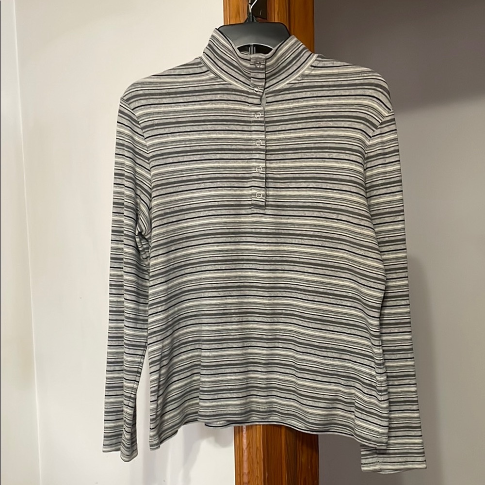 Striped Gray Long Sleeve Top
